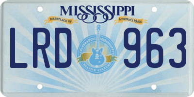 MS license plate LRD963