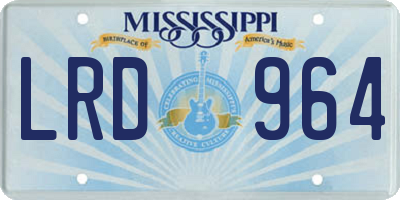 MS license plate LRD964