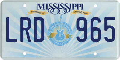 MS license plate LRD965