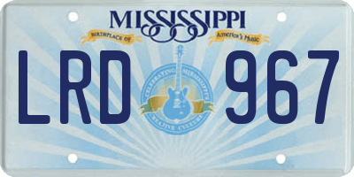 MS license plate LRD967