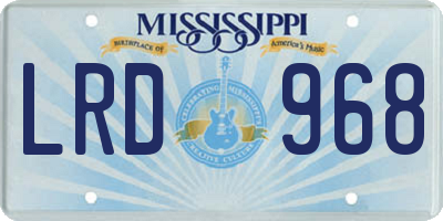 MS license plate LRD968
