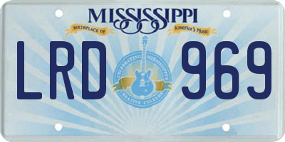MS license plate LRD969