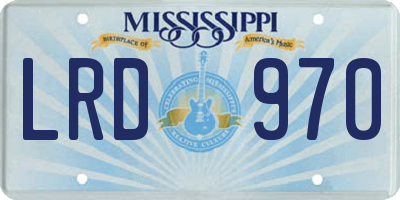 MS license plate LRD970