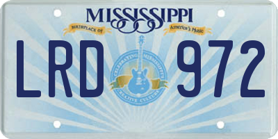 MS license plate LRD972