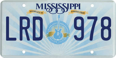 MS license plate LRD978