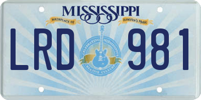 MS license plate LRD981