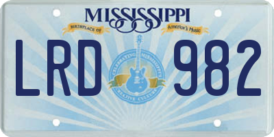 MS license plate LRD982