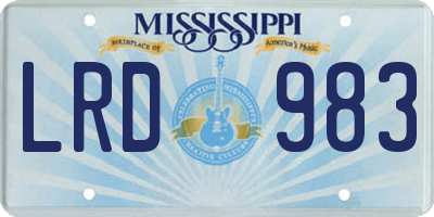 MS license plate LRD983