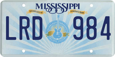 MS license plate LRD984