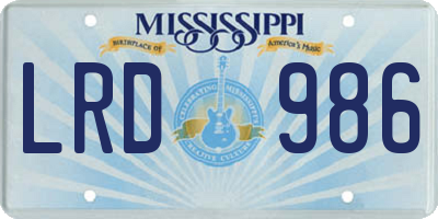MS license plate LRD986