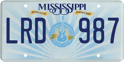 MS license plate LRD987