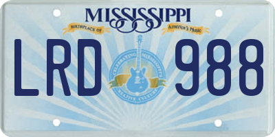MS license plate LRD988