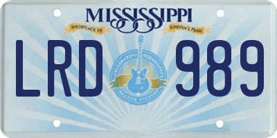 MS license plate LRD989