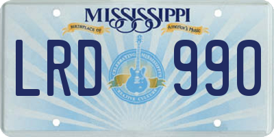 MS license plate LRD990