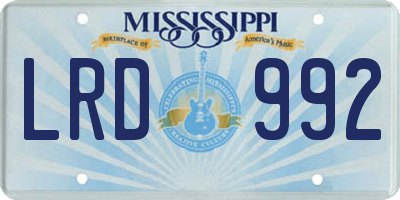 MS license plate LRD992