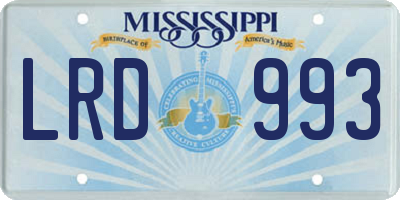 MS license plate LRD993