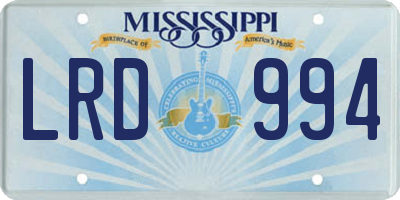 MS license plate LRD994