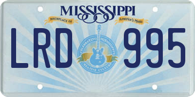 MS license plate LRD995