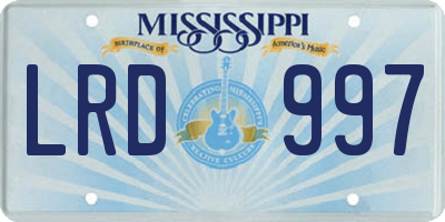 MS license plate LRD997