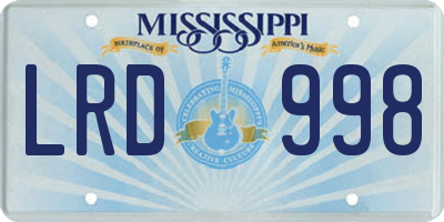 MS license plate LRD998