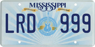 MS license plate LRD999