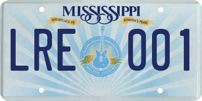 MS license plate LRE001