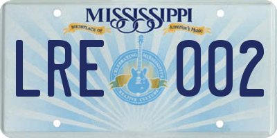 MS license plate LRE002