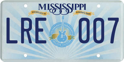 MS license plate LRE007