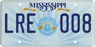 MS license plate LRE008