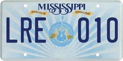 MS license plate LRE010
