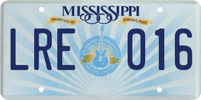 MS license plate LRE016