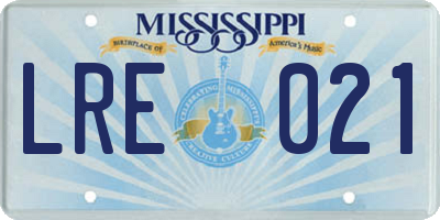 MS license plate LRE021