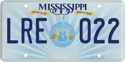 MS license plate LRE022
