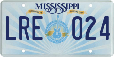 MS license plate LRE024