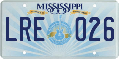 MS license plate LRE026