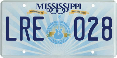 MS license plate LRE028