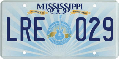 MS license plate LRE029