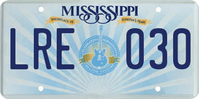 MS license plate LRE030