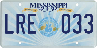 MS license plate LRE033