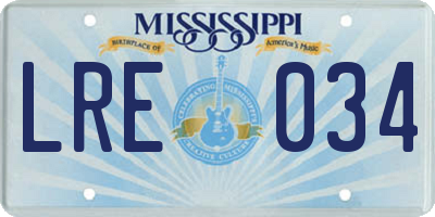MS license plate LRE034
