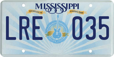 MS license plate LRE035