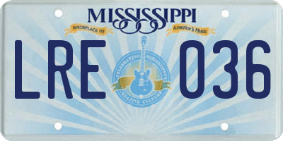 MS license plate LRE036