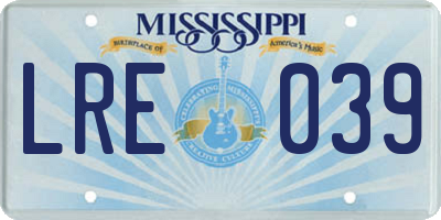 MS license plate LRE039