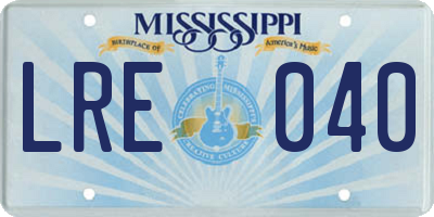 MS license plate LRE040