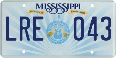 MS license plate LRE043