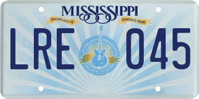MS license plate LRE045