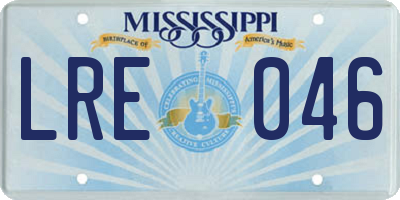 MS license plate LRE046