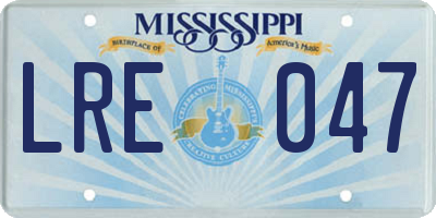MS license plate LRE047