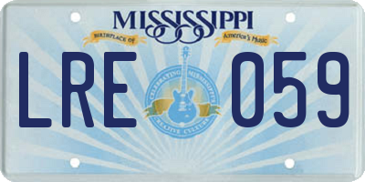 MS license plate LRE059