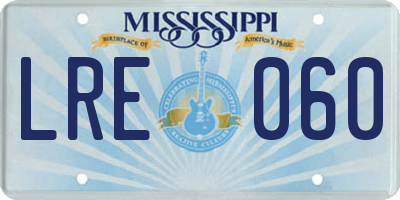 MS license plate LRE060